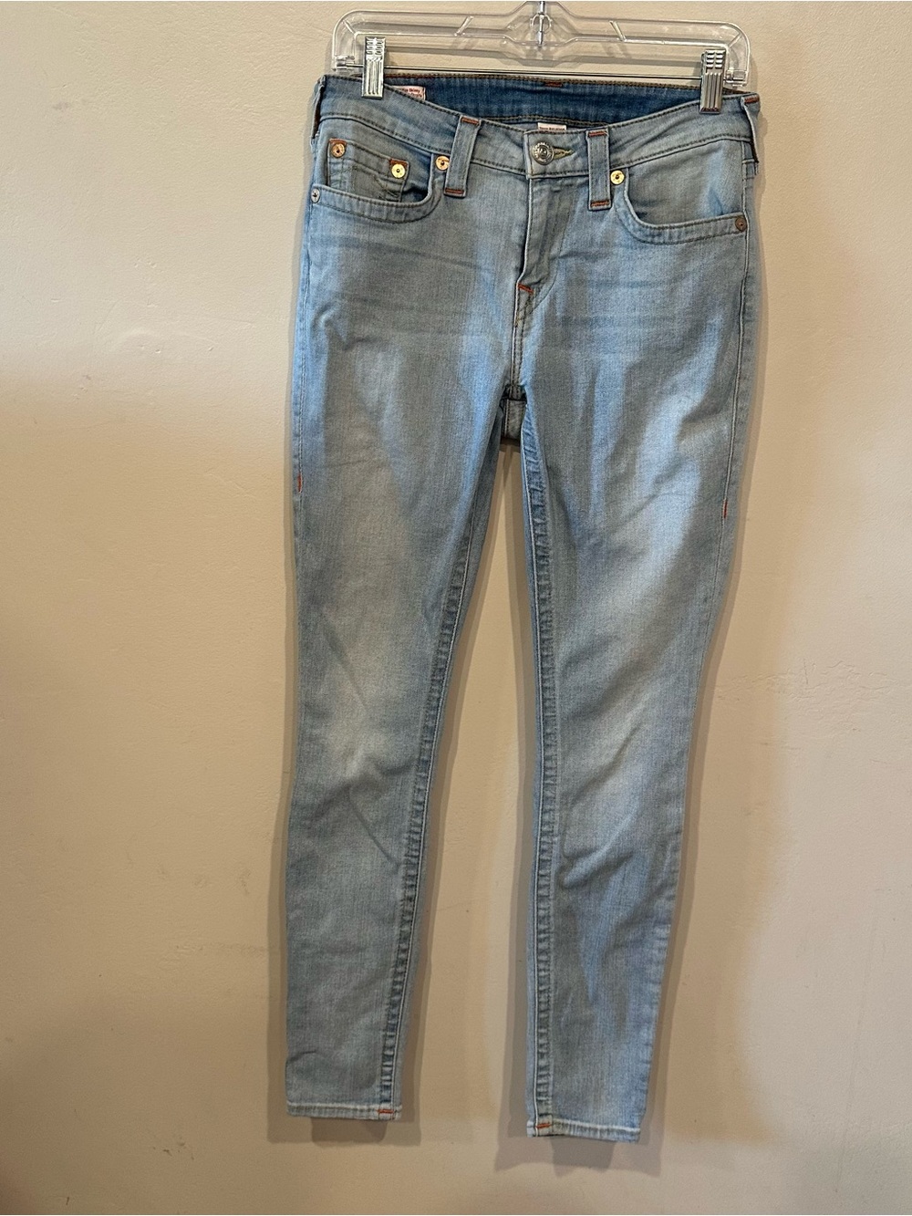 True Religion Jennie Curvy Mid Ride Skinny Light Wash Size 28